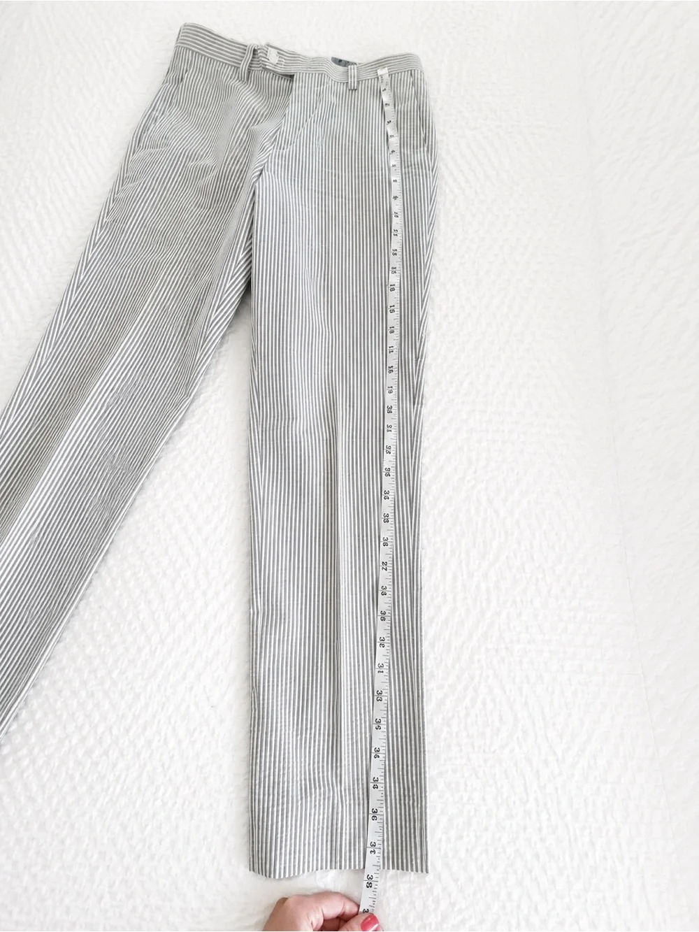 Lauren Ralph Lauren Seersucker Pants 16R Boys Ivory Blue Stripe Cotton Preppy